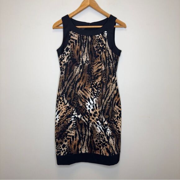 AB Studio Animal Print Sheath Sleeveless Dress w/Pockets - Size 10 - Picture 1 of 8